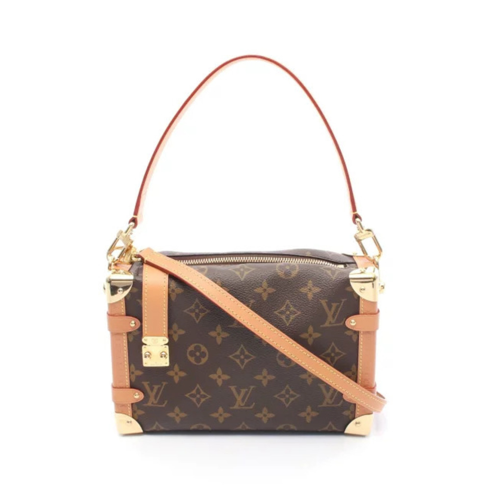 Louis Vuitton Side Trunk Handbag Canvas Leather Monogram Brown